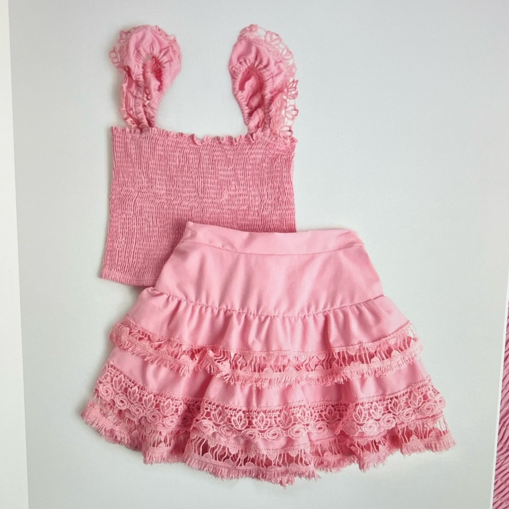 NWT Peixoto Girls’ Adina Skirt Set in Pink Lemonade, size L (14/16)